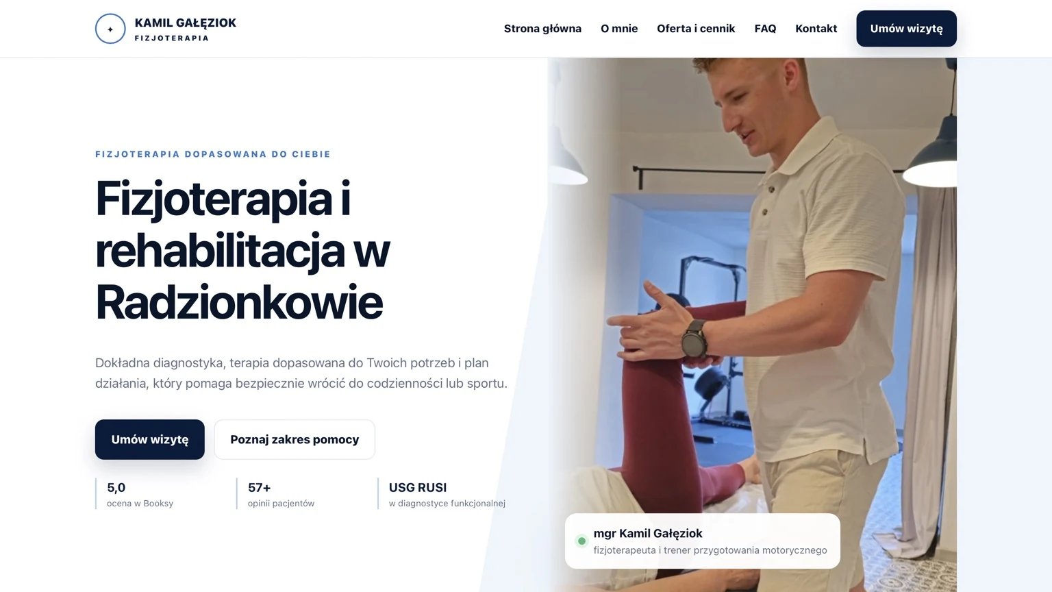 Strona internetowa dla fizjoterapeuty